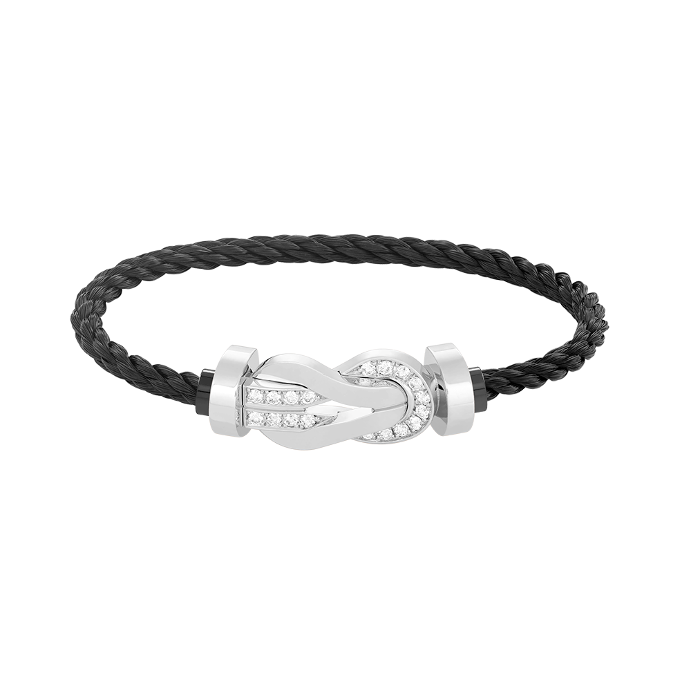 [AuraEcho]CHANCE LARGE 8 FIGURE BUCKLE HALF DIAMOND BRACELET SILVER