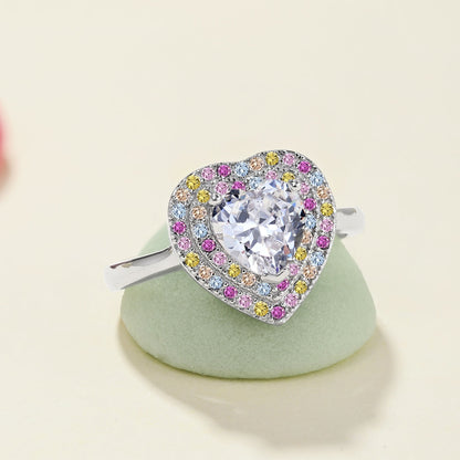 [AuraEcho]Delicate Ebullient Heart Shape Wedding Ring