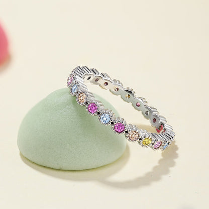 [AuraEcho]Unique Scintillating Round Cut Daily Ring