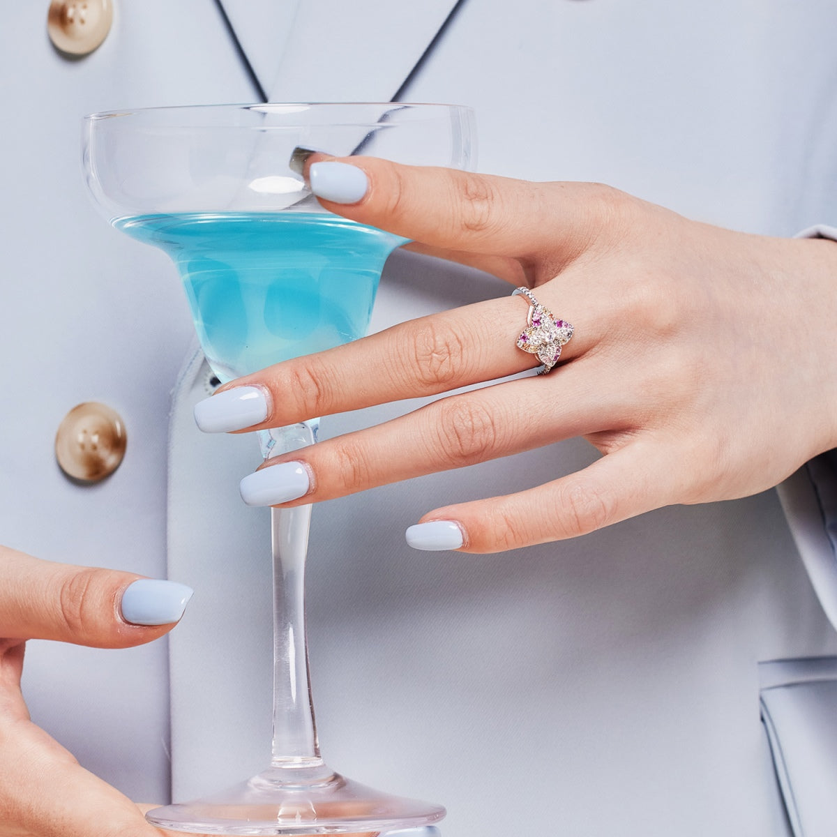 [AuraEcho]Luxurious Colorful Flower Shape Banquet Ring