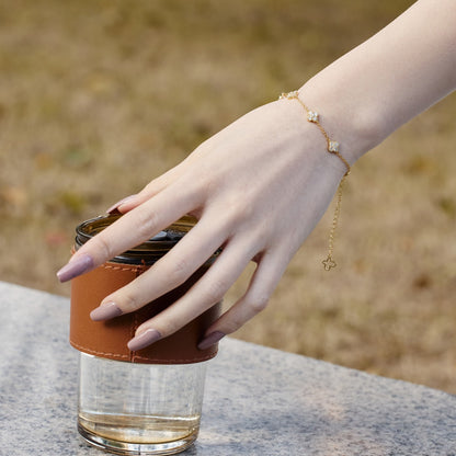[AuraEcho]Four-Leaf Clover Hollow Butterfly Bracelet