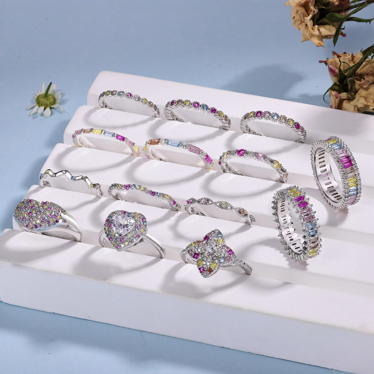 [AuraEcho]Ornate Vibrant Round Cut Daily Ring