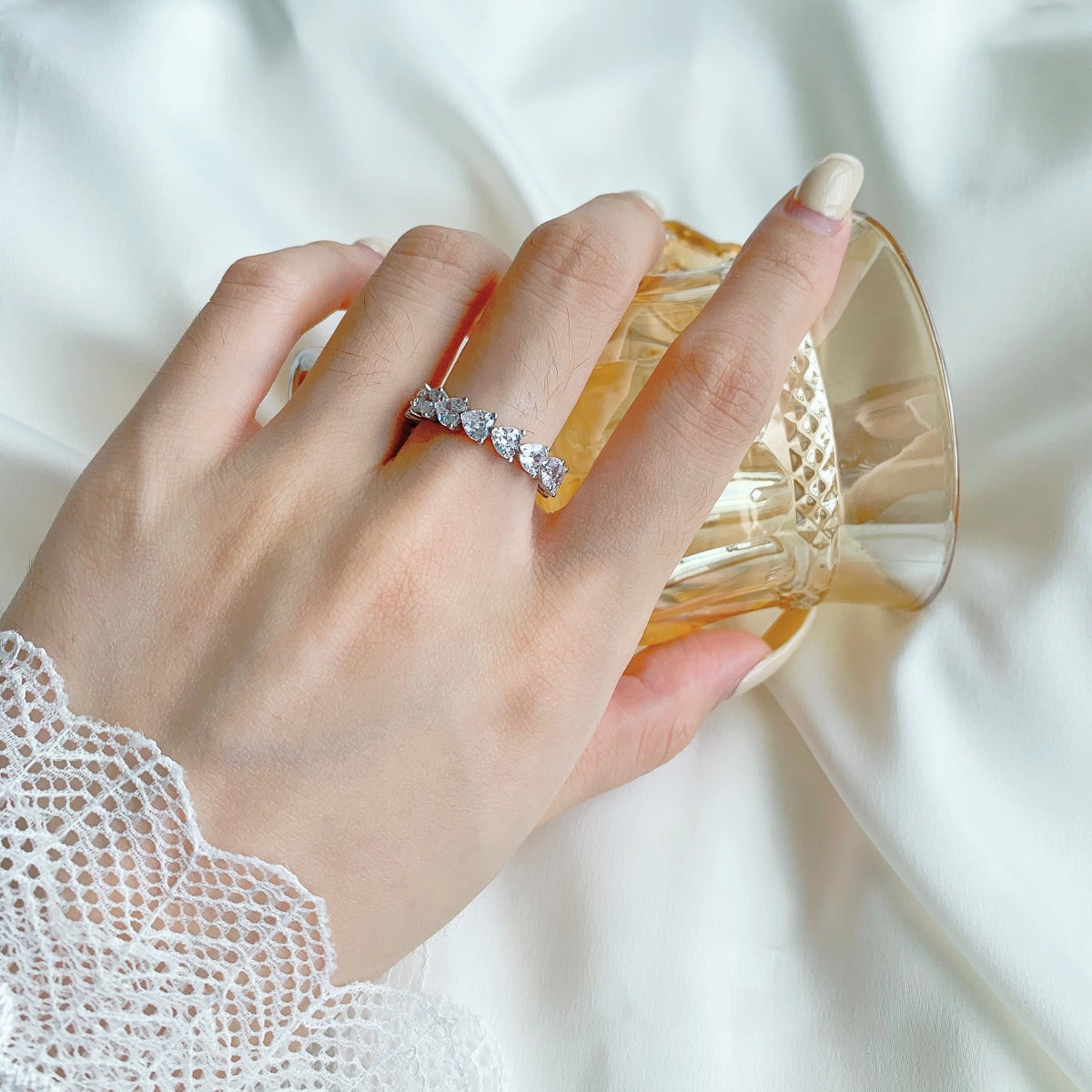 [AuraEcho]0.25 Carat Radiant Romance Heart Cut Lover Ring