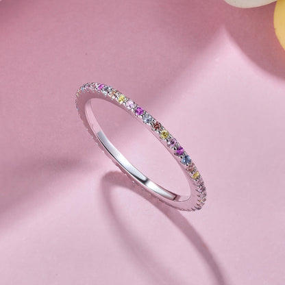 [AuraEcho]Ornate Colorful Round Cut Tennis Ring