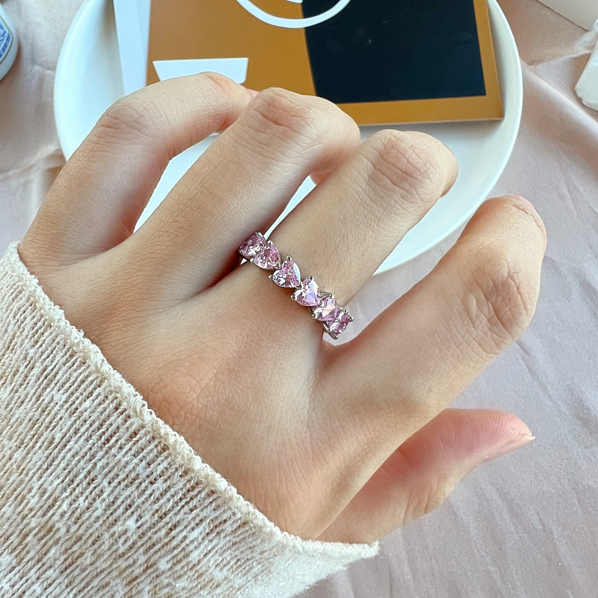 [AuraEcho]0.25 Carat Radiant Romance Heart Cut Lover Ring