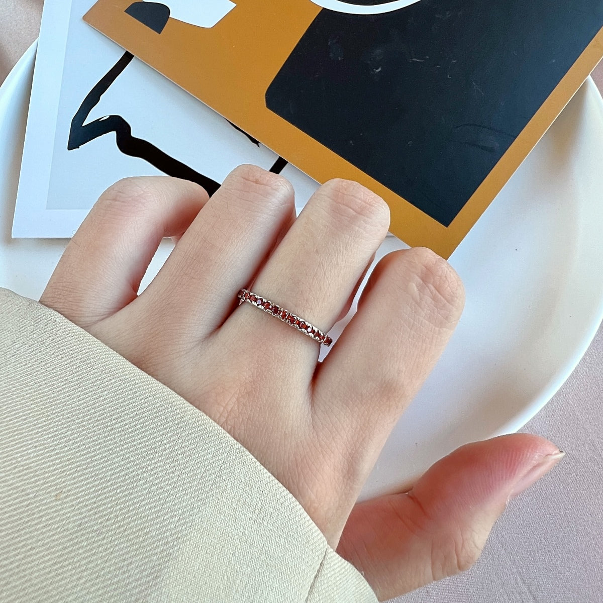[AuraEcho]Delicate Sparkling Round Cut Daily Ring