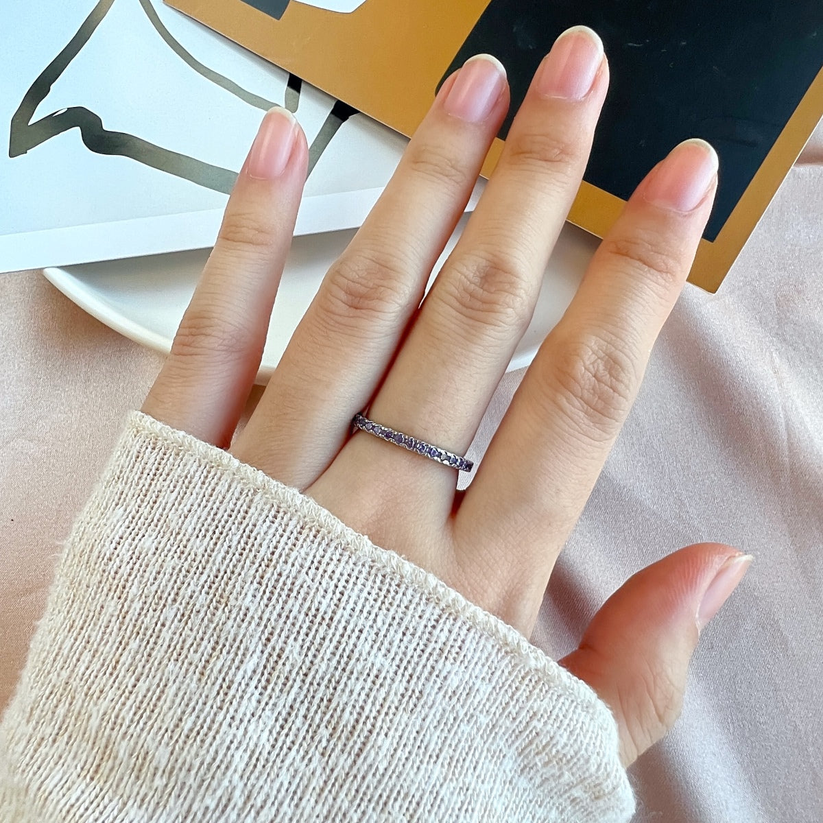 [AuraEcho]Delicate Sparkling Round Cut Daily Ring