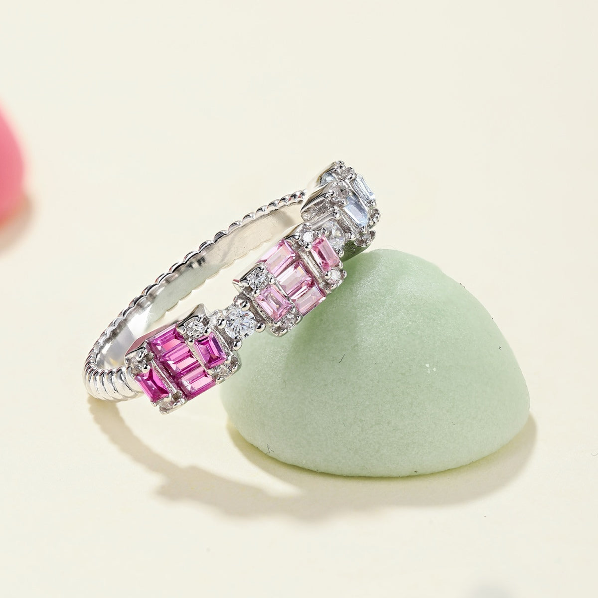[AuraEcho]Unique Colorful Emerald Cut Party Ring