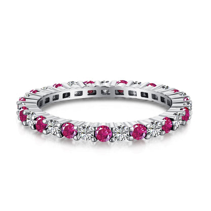 [AuraEcho]Exquisite Colorful Round Cut Tennis Ring