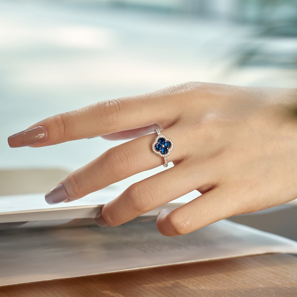 [AuraEcho]Four Leaf Clover Flower Design Ring