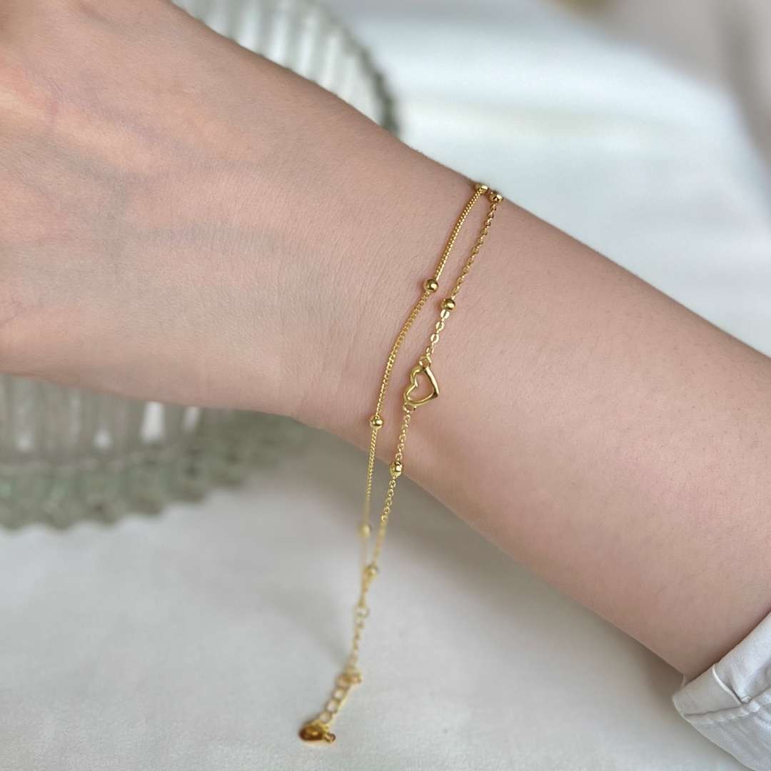[AuraEcho]Dainty Double Layer Love Heart Bracelet