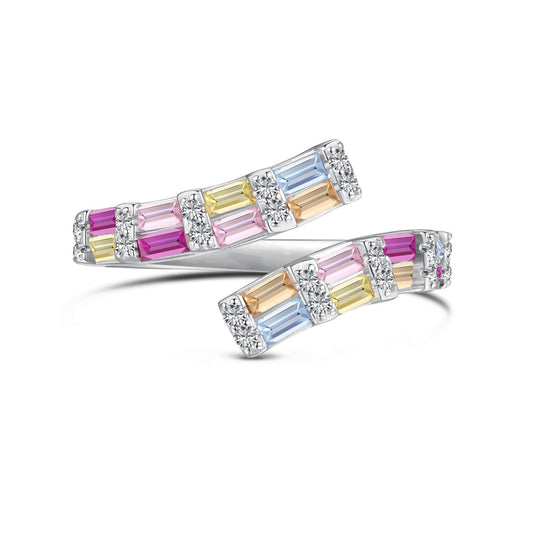 [AuraEcho]Charming Colorful Radiant Cut Adjustable Daily Ring