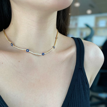 [AuraEcho]Luxurious Colorful Flower Tennis Necklace