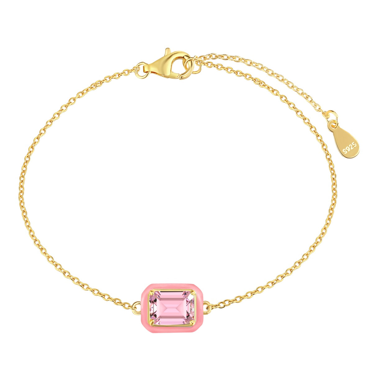 [AuraEcho]2.0 Carat Sparkling Colorful Emerald Cut Daily Bracelet