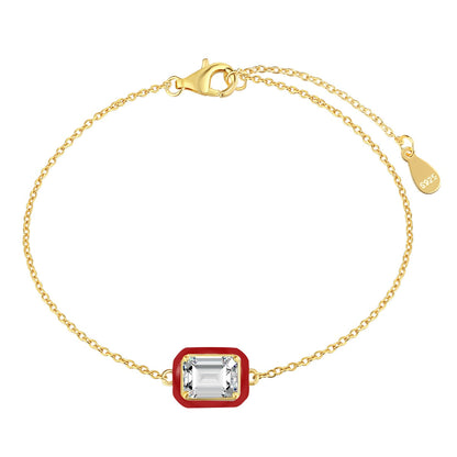 [AuraEcho]2.0 Carat Sparkling Colorful Emerald Cut Daily Bracelet