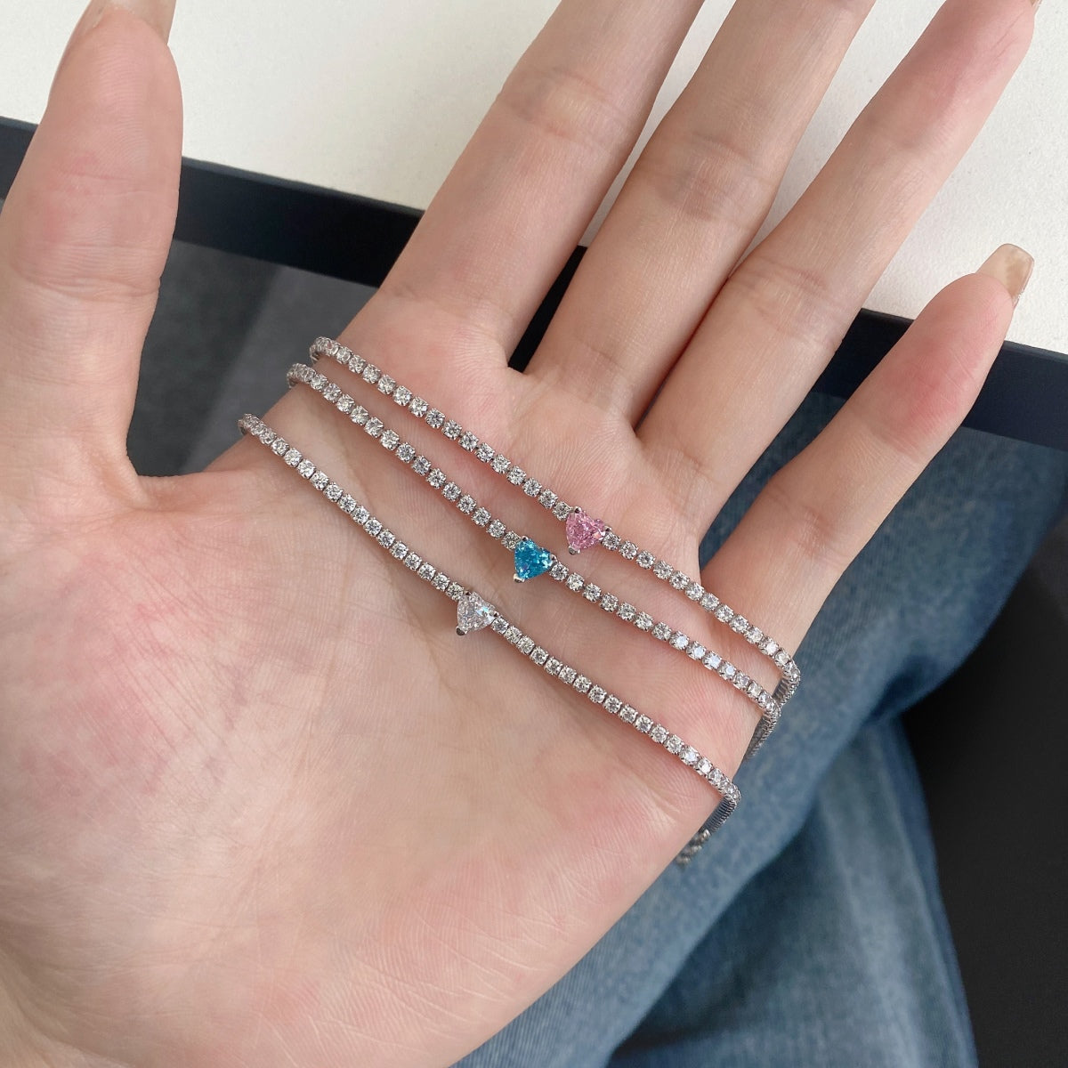 [AuraEcho]0.5 Carat Elegant Romantic Heart Shape Lover Bracelet