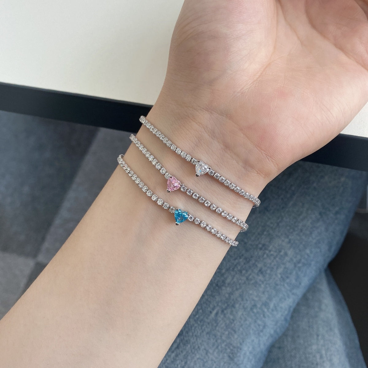 [AuraEcho]0.5 Carat Elegant Romantic Heart Shape Lover Bracelet