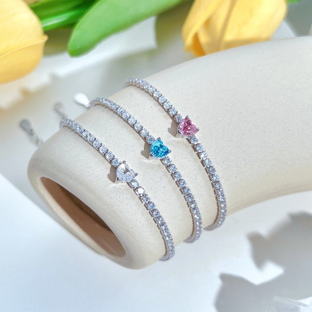 [AuraEcho]0.5 Carat Elegant Romantic Heart Shape Lover Bracelet