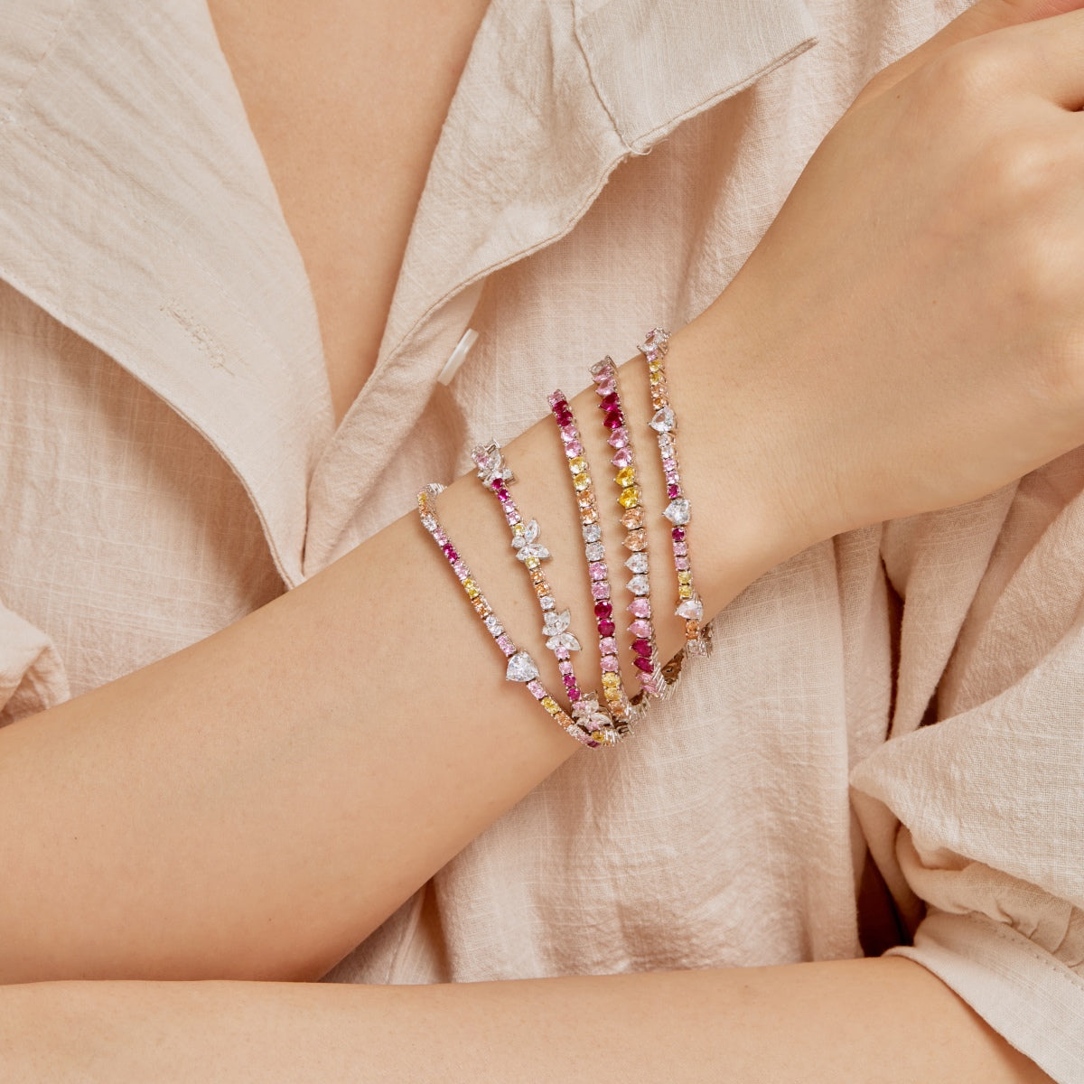 [AuraEcho]Luxurious Colorful Romantic Heart Shape Lover Bracelet