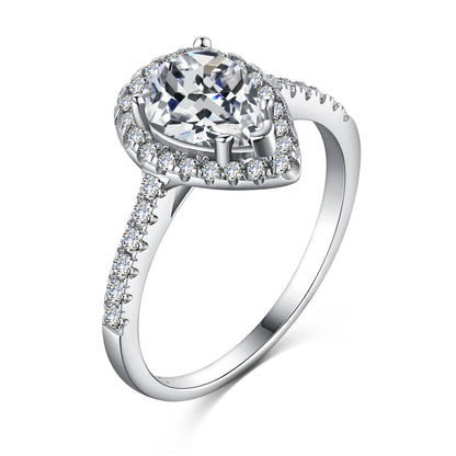 [AuraEcho]1.0 Carat Luxurious Resplendent Water Drop Shape Wedding Ring