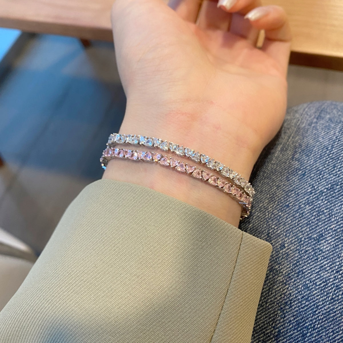 [AuraEcho]Dazzling Romantic Heart Shape Lover Bracelet