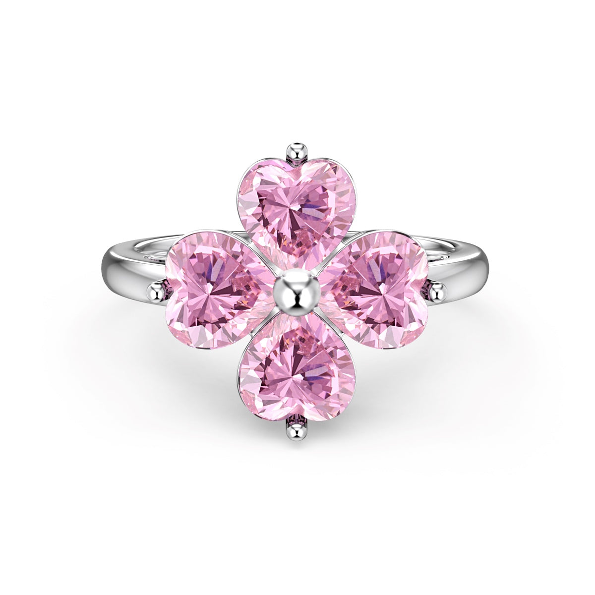 [AuraEcho]Heart-shaped Four-Leaf Clover Ball Ring