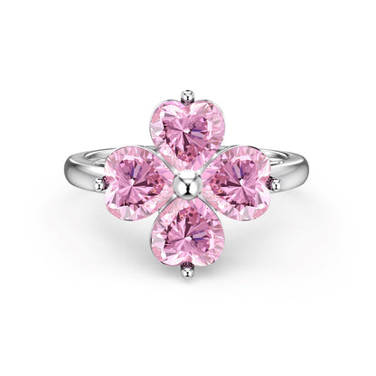 [AuraEcho]Heart-shaped Four-Leaf Clover Ball Ring
