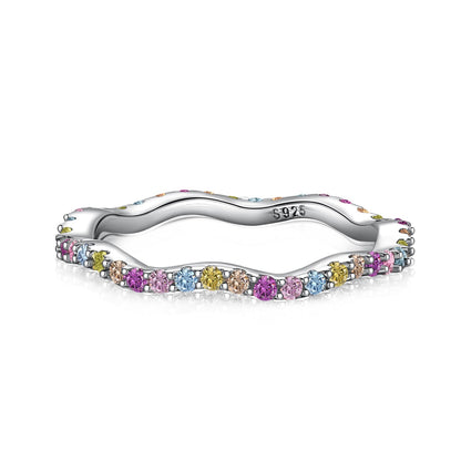 [AuraEcho]Dainty Colorful Round Cut Party Ring