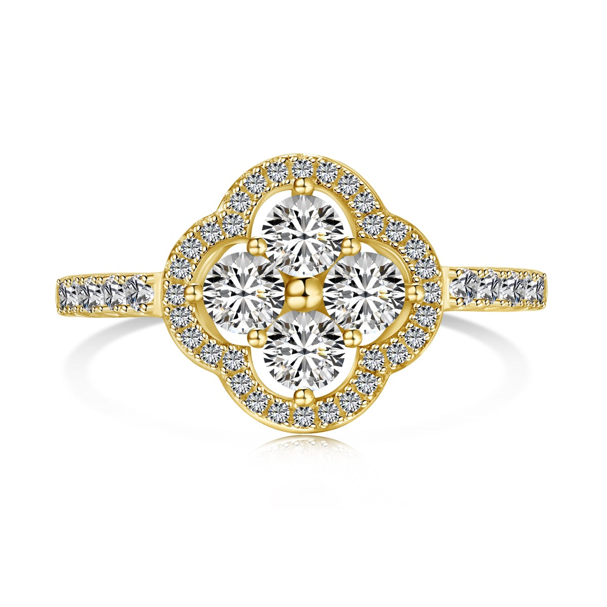 [AuraEcho]Four Leaf Clover Flower Design Ring