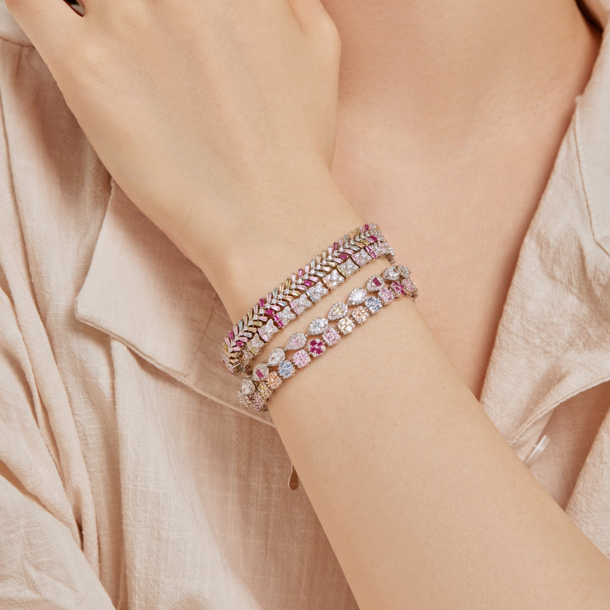 [AuraEcho]Dainty Radiant Emerald Cut Daily Bracelet