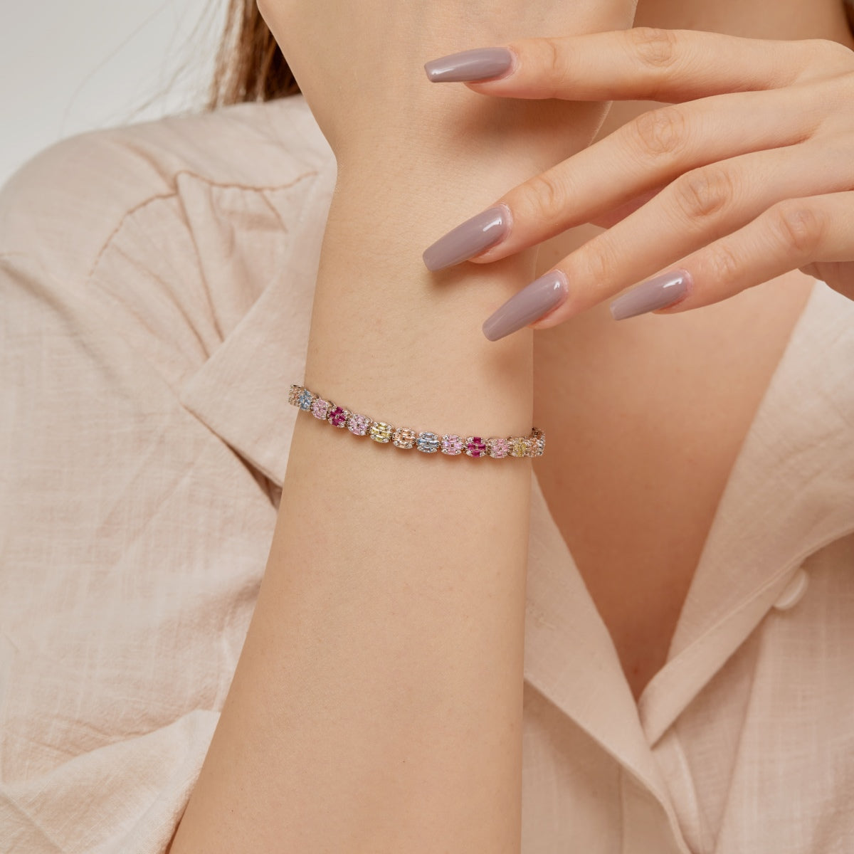 [AuraEcho]Delicate Colorful Emerald Cut Daily Bracelet
