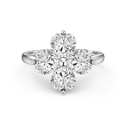 [AuraEcho]Heart-shaped Four-Leaf Clover Ball Ring