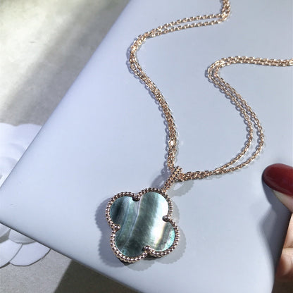 [AuraEcho]CLOVER 25MM GOLD DARK MOP BIG CLOVER NECKLACE