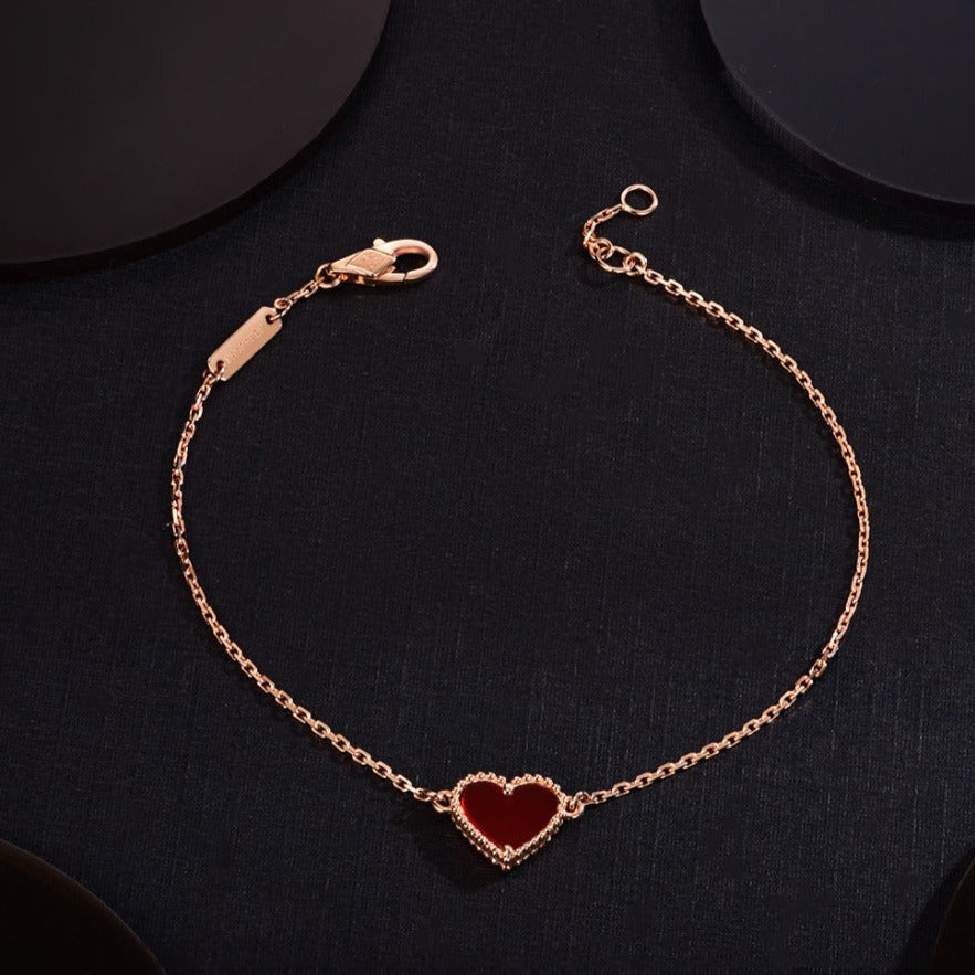 [AuraEcho]HEART CARNELIAN PINK GOLD BRACELET