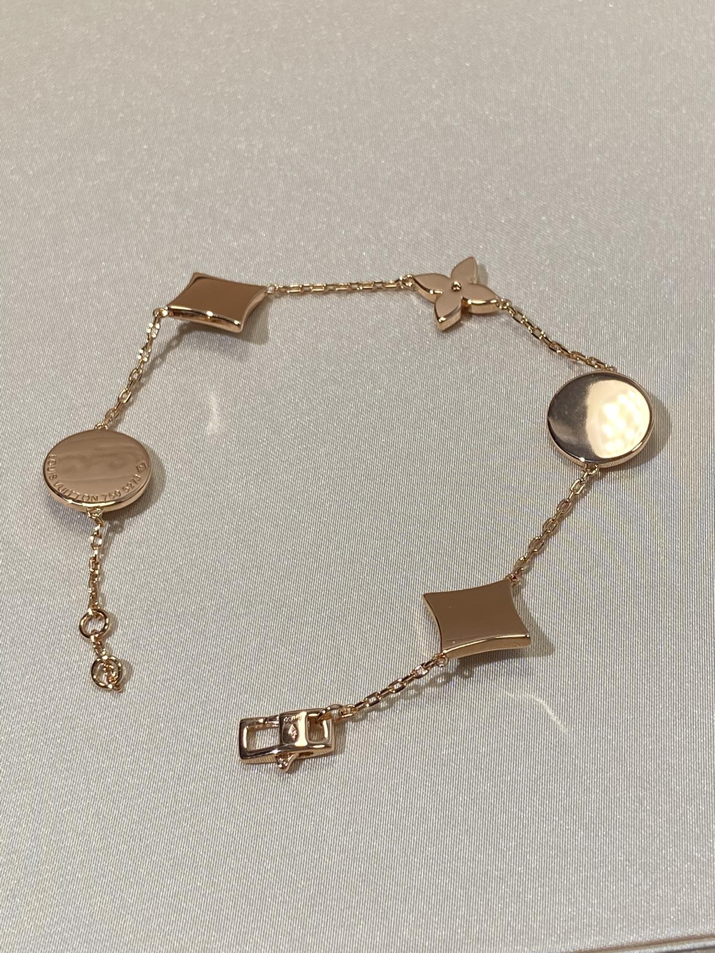 [AuraEcho]STAR AND SUN 5 MOTIF MOP PINK GOLD BRACELET