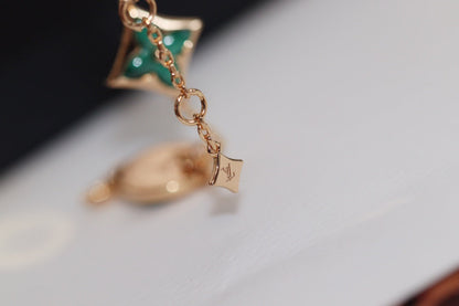 [AuraEcho]STAR AND SUN 4 MOTIF PINK GOLD MALACHITE BRACELET