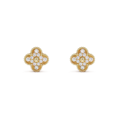 [AuraEcho]CLOVER MEDIUM 1 MOTIFS FUll DIAMOND EARRINGS