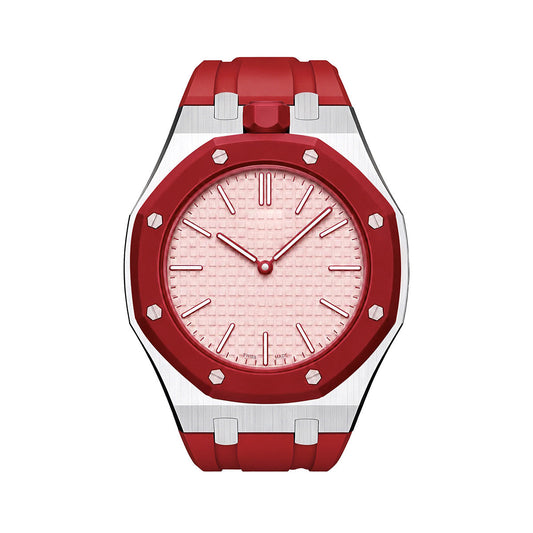 Oak Pop Red Steel Silicone Strap