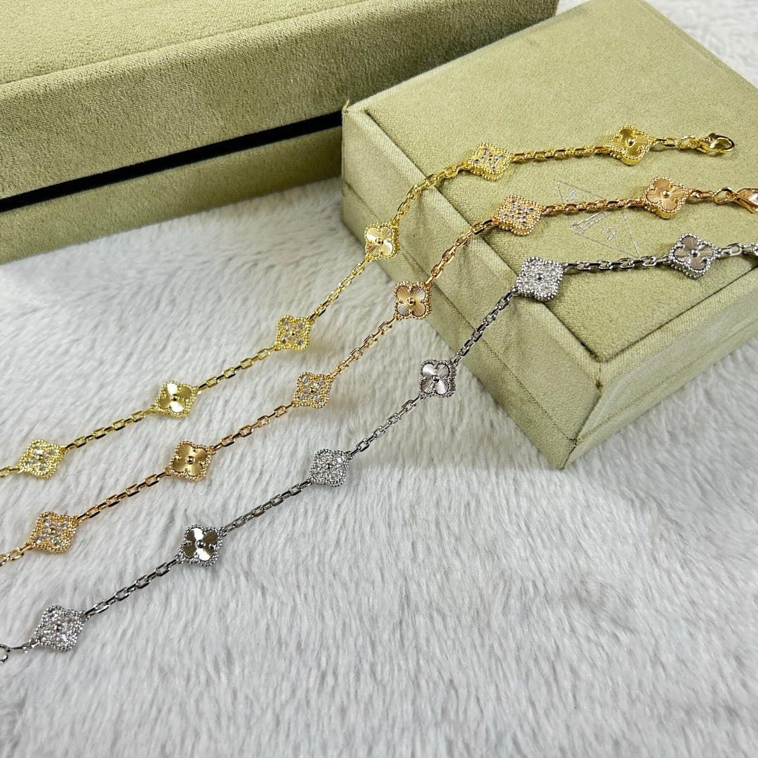 [AuraEcho]CLOVER 6 MOTIF DIAMOND LASER BRACELET