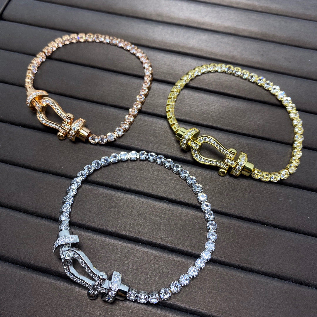 [AuraEcho]FORCE  LARGE HORSESHOE FULL DIAMOND TENNIS BRACELET