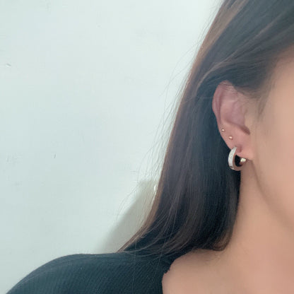 [AuraEcho]LOVE 5.5MM DIAMOND PAVED EARRINGS