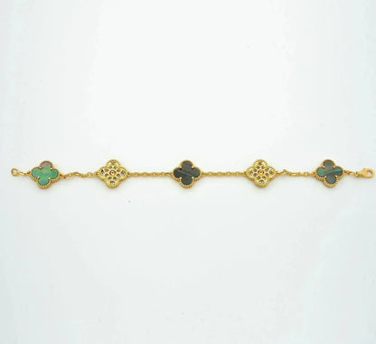 [AuraEcho]CLOVER 5 MOTIF GRAY MOP DIAMOND BRACELET