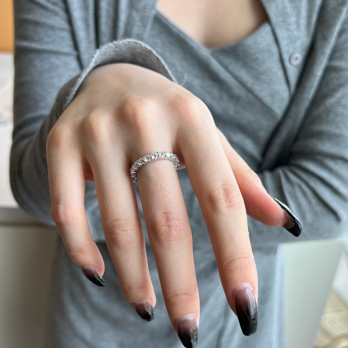 [AuraEcho]Sparkling Round Cut Tennis Ring