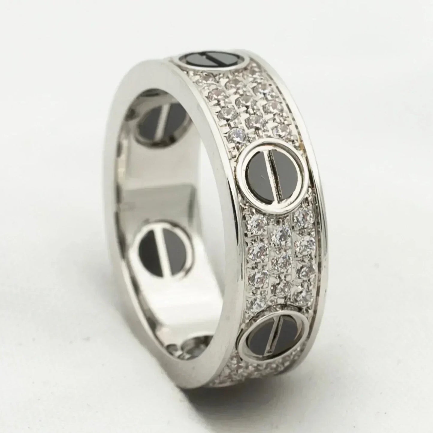 [AuraEcho]LOVE RING 5.5MM DIAMONDS PAVED CERAMIC