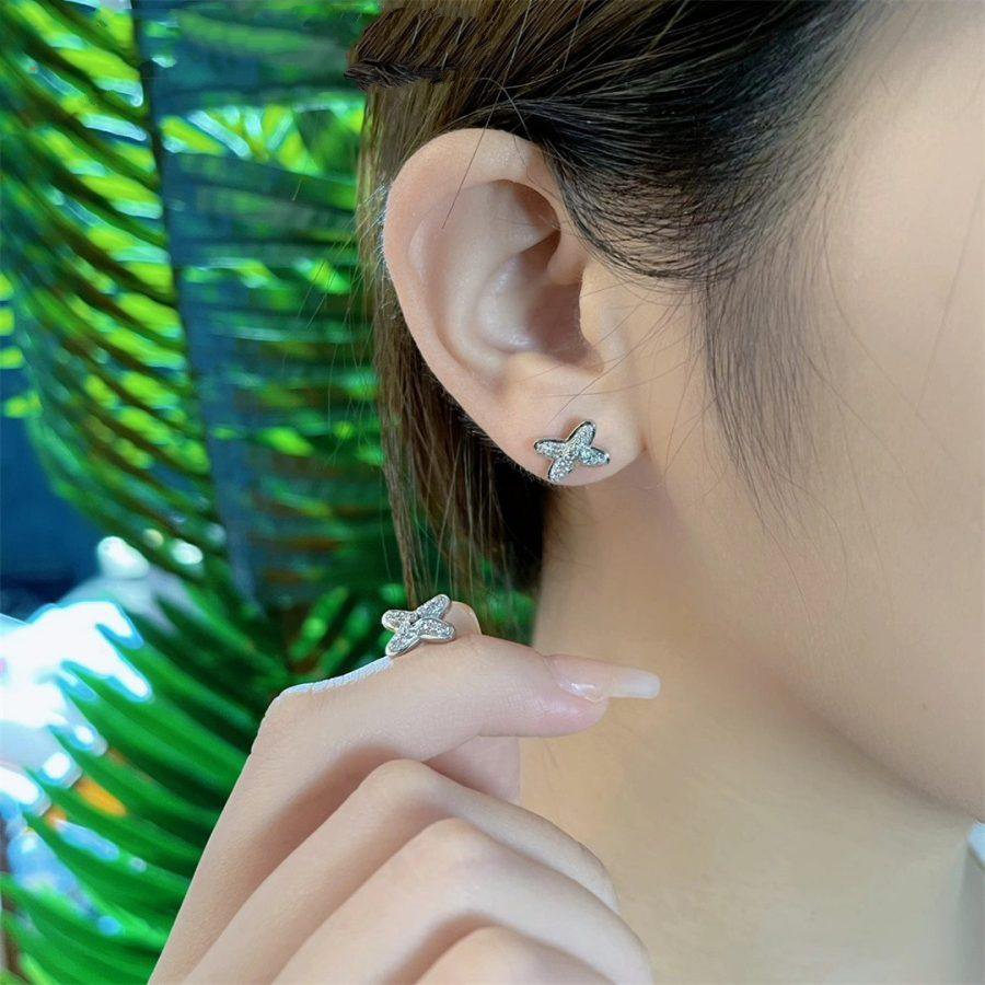 [AuraEcho]JEUX DE SILVER DIAMOND EARRINGS