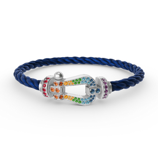 [AuraEcho]FORC LARGE HORSESHOE  COLORED DIAMOND BRACELET SILVER