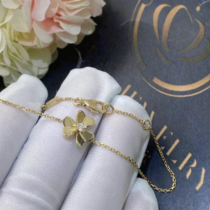 [AuraEcho]FRIVOLE GOLD FLOWER PINK MALACHITE BRACELET