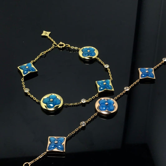 [AuraEcho]STAR AND SUN 4 MOTIF BLUE BRACELET