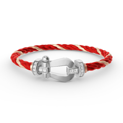 [AuraEcho]FORCE LARGE HORSESHOE HALF DIAMOND BRACELET SILVER